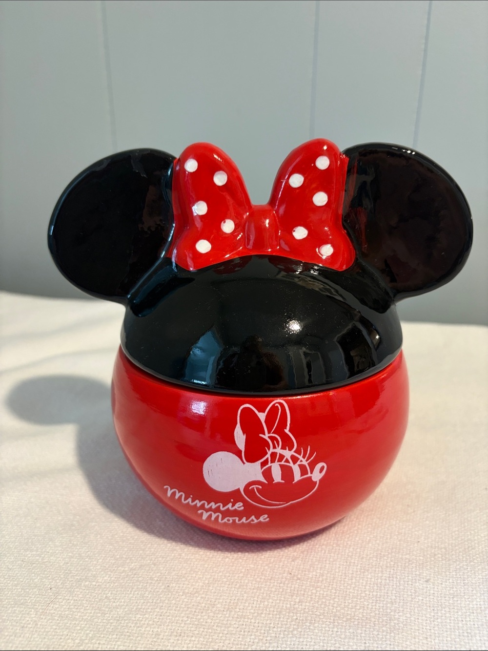 Disney Minnie Mouse Red and Black Ceramic Treat Jar